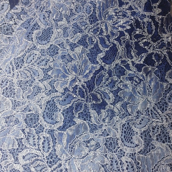 Chicos Travelers Women's Open Cardigan Size 0 Small 3/4 Sleeve Blue White Lace - Picture 7 of 10